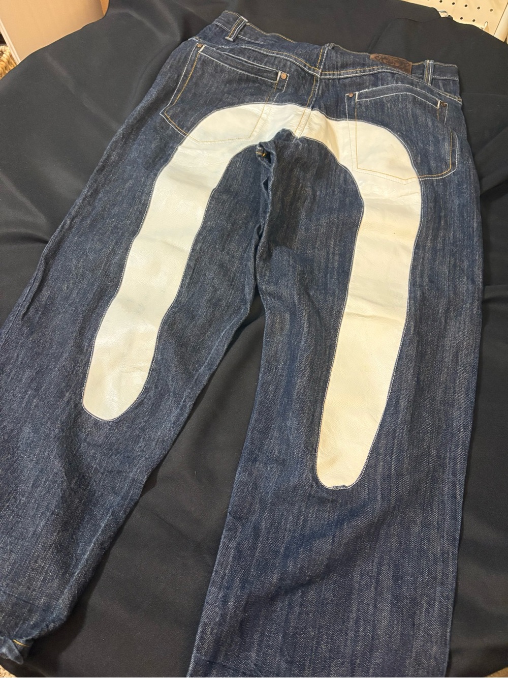 Vintage EVISU Genes Y2K Baggy Jeans White Seagull Size 40